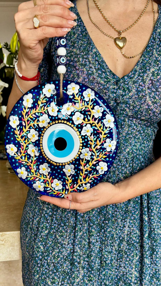 ZAHIRE El Boyaması Nazar Boncuğu Duvar Süsü 22 CM