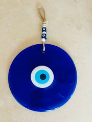 Büyük Boy El Yapımı Cam Nazar Boncuğu Duvar Süsü 18–21 cm