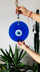 Büyük Boy El Yapımı Cam Nazar Boncuğu Duvar Süsü 18–21 cm