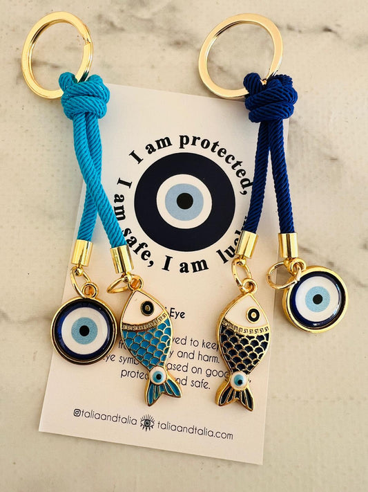 Bozka Balık Figürlü Nazar Boncuklu Anahtarlık & Çanta Charmı