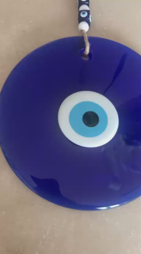 Büyük Boy El Yapımı Cam Nazar Boncuğu Duvar Süsü 18–21 cm