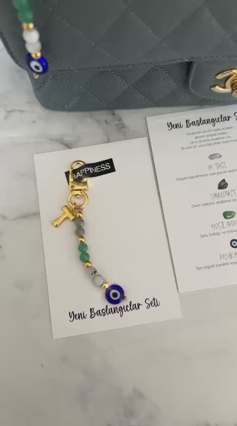 Kişiye Özel Harfli Doğal Taş Anahtarlık